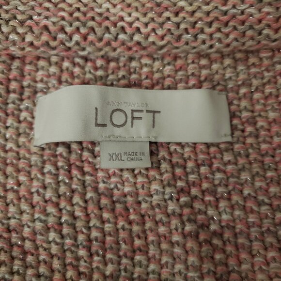 Ann Taylor LOFT 2XL XXL Cardigan Sweater Pink Hook Eye Cotton Shimmer - Picture 9 of 9